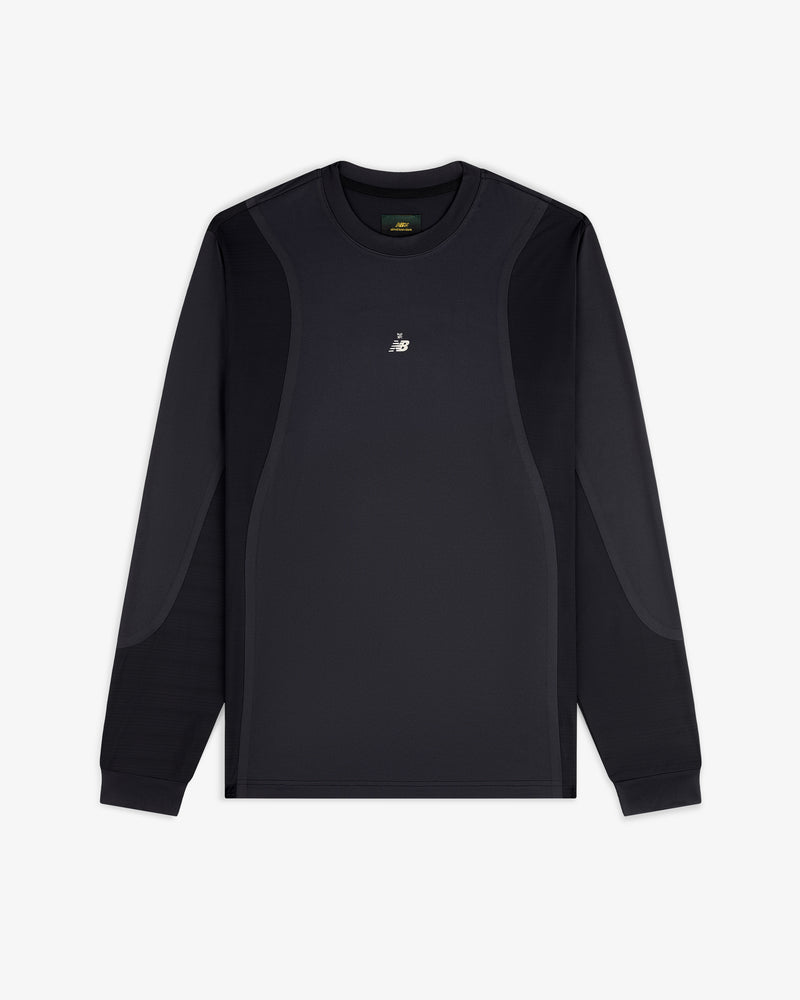 ALD / New Balance Performance Long-Sleeve Tee in black with a small white chest logo, shown on a white background.