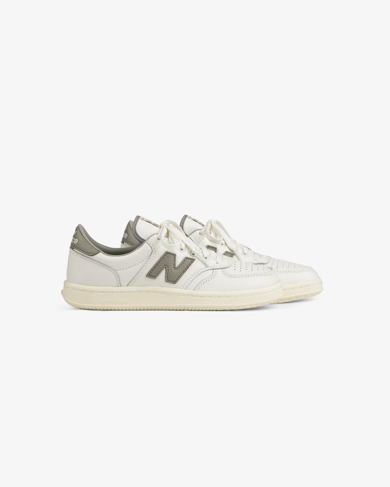 Off-white ALD / New Balance T500 Tennis Oxfords with a grey logo patch and heel tab.