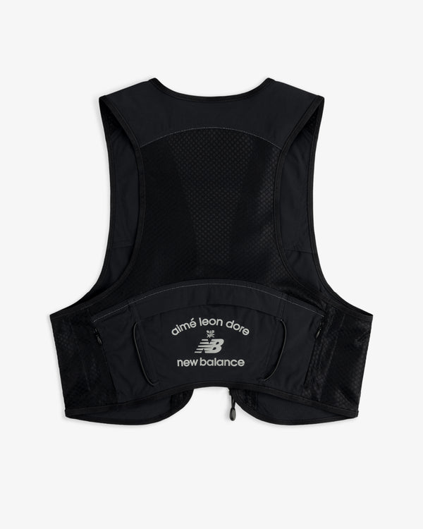 Black ALD / New Balance Hydrovest with mesh details and logo printed on the back pocket.