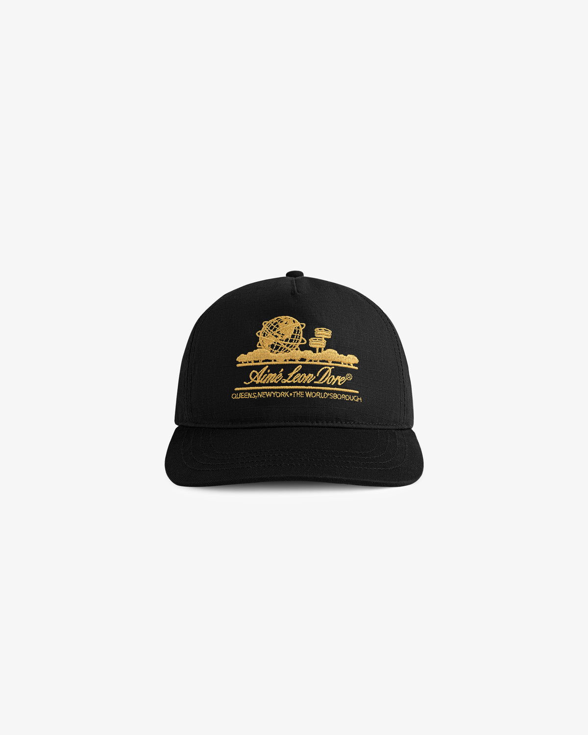 Unisphere Hat: Black baseball cap with a gold Ain’t Love Dine graphic and text on the front.