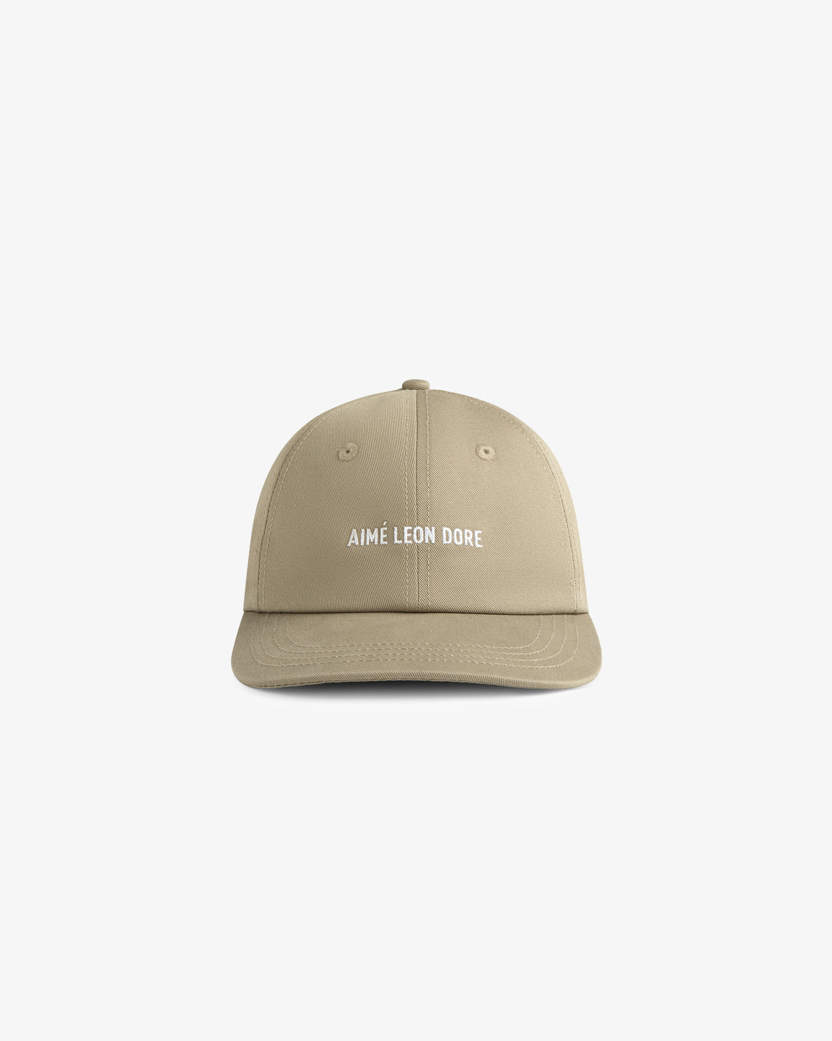 Core Logo Hat in beige featuring white AIMÉ LEON DORE embroidery on front, displayed against a white background.