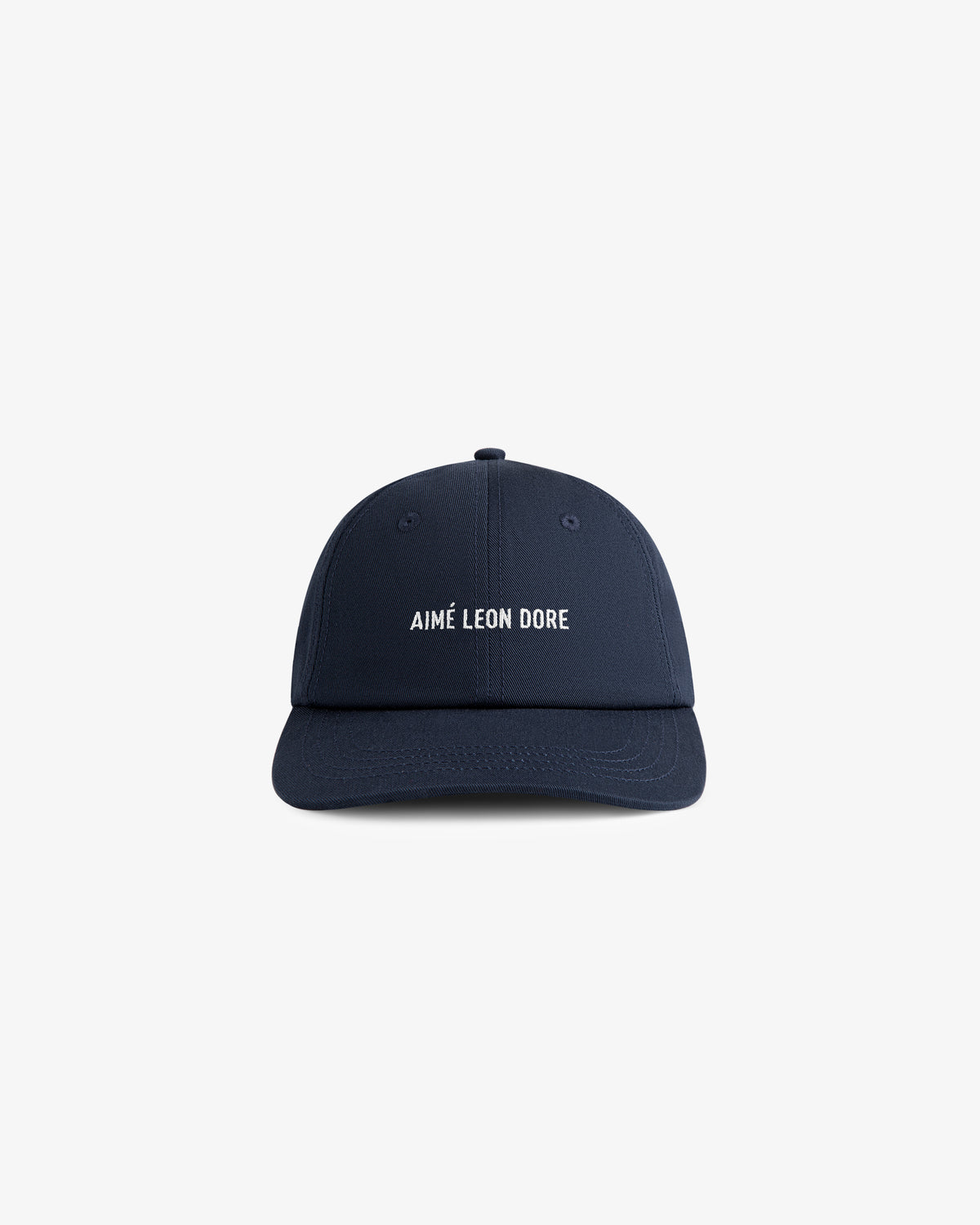 Navy Core Logo Hat with AIMÉ LEON DORE in white text on the front, shown from a front view.