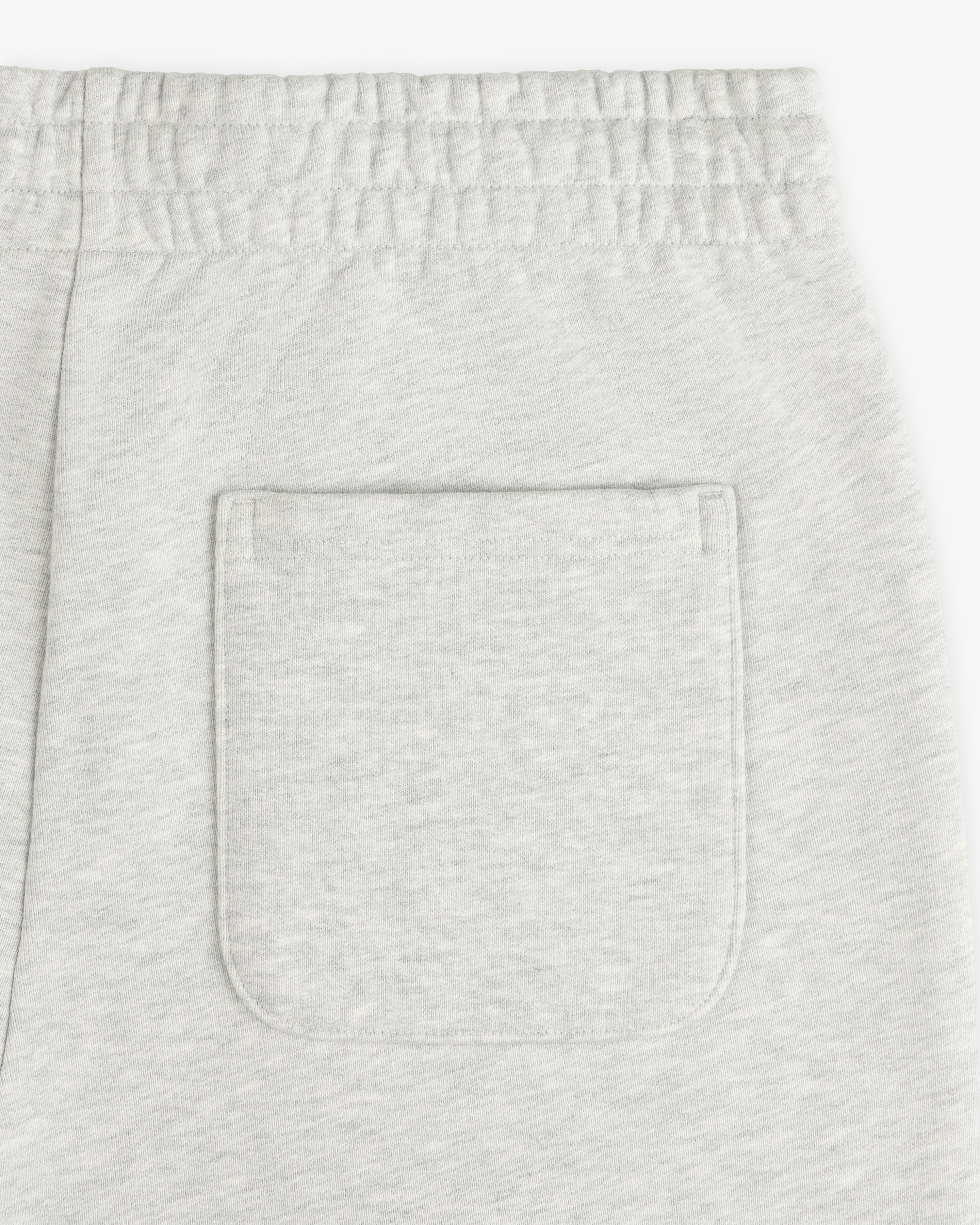 Micro Logo Sweatpants in light gray with an elastic waistband and a rectangular back patch pocket.