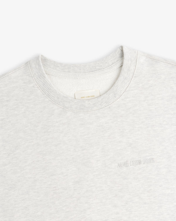 Light grey Tonal Logo Crewneck Sweatshirt with subtle AIMÉ LEON DORE text embroidered on the left chest.