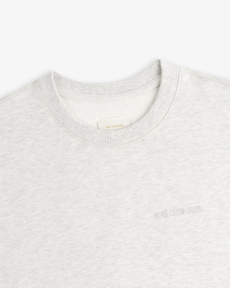 Light grey Tonal Logo Crewneck Sweatshirt with subtle AIMÉ LEON DORE text embroidered on the left chest.