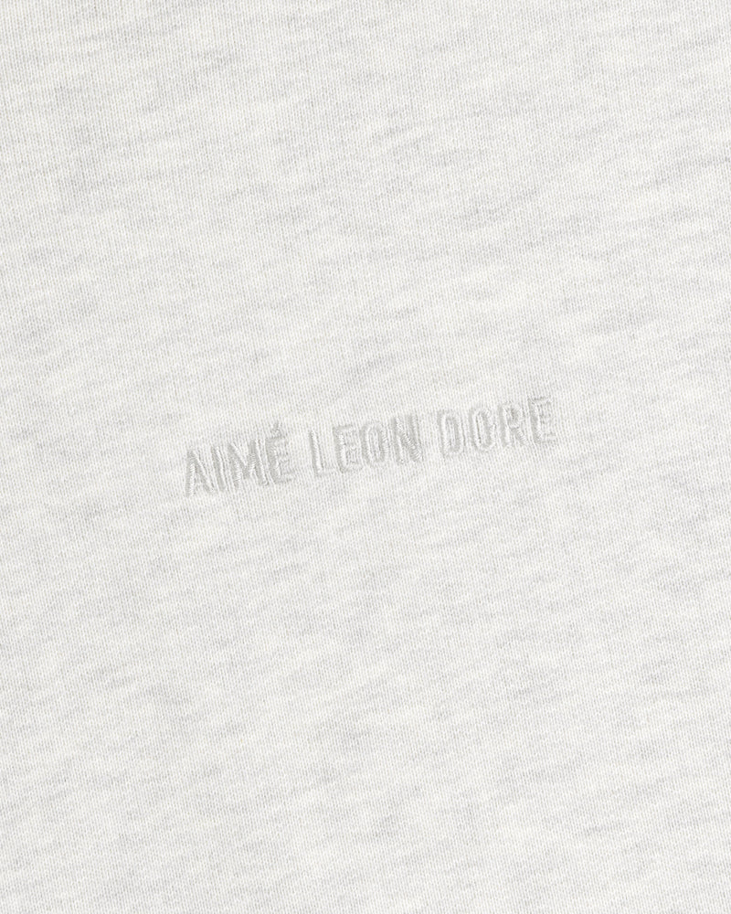 Close-up of light gray Tonal Logo Crewneck Sweatshirt with AIMÉ LEON DORE subtly embossed at the center.