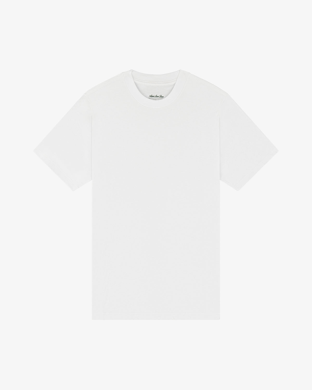 Set of three plain white short-sleeve T-shirts displayed flat on a white background.