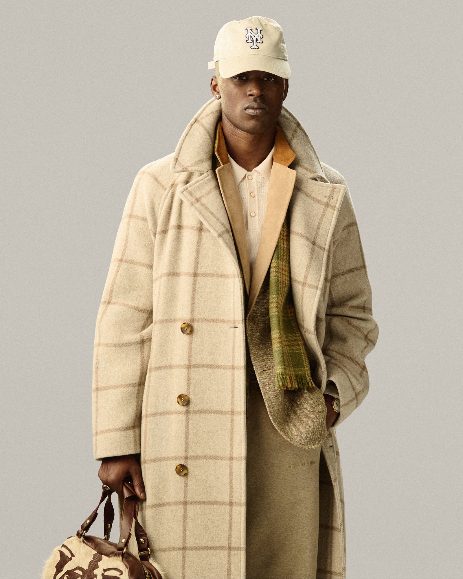 Double-Breasted Windowpane Topcoat