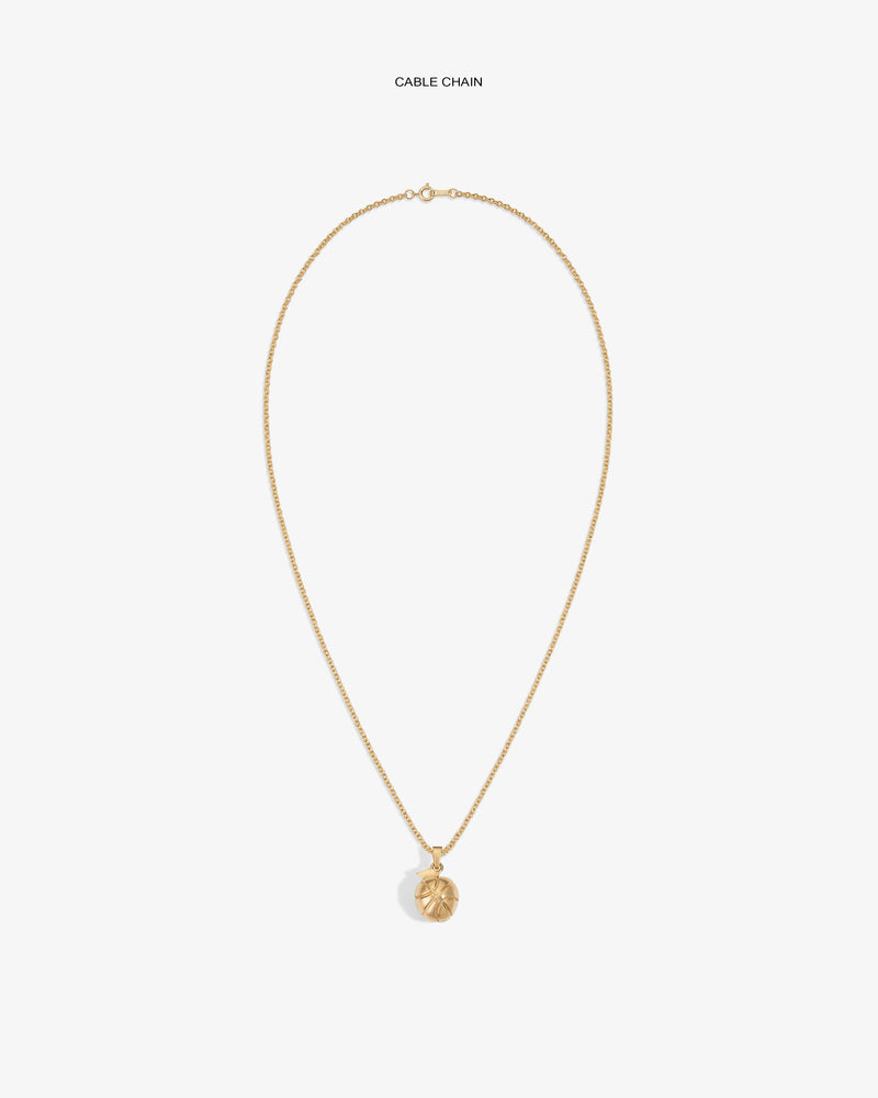 14Kt Sonny Apple Pendant necklace with a gold chain, shown on a white background.