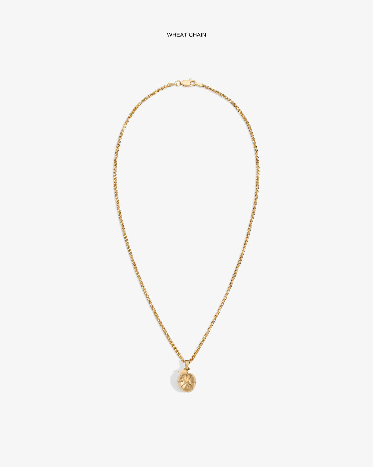 14Kt Sonny Apple Pendant on gold wheat chain, shown against a plain white background.