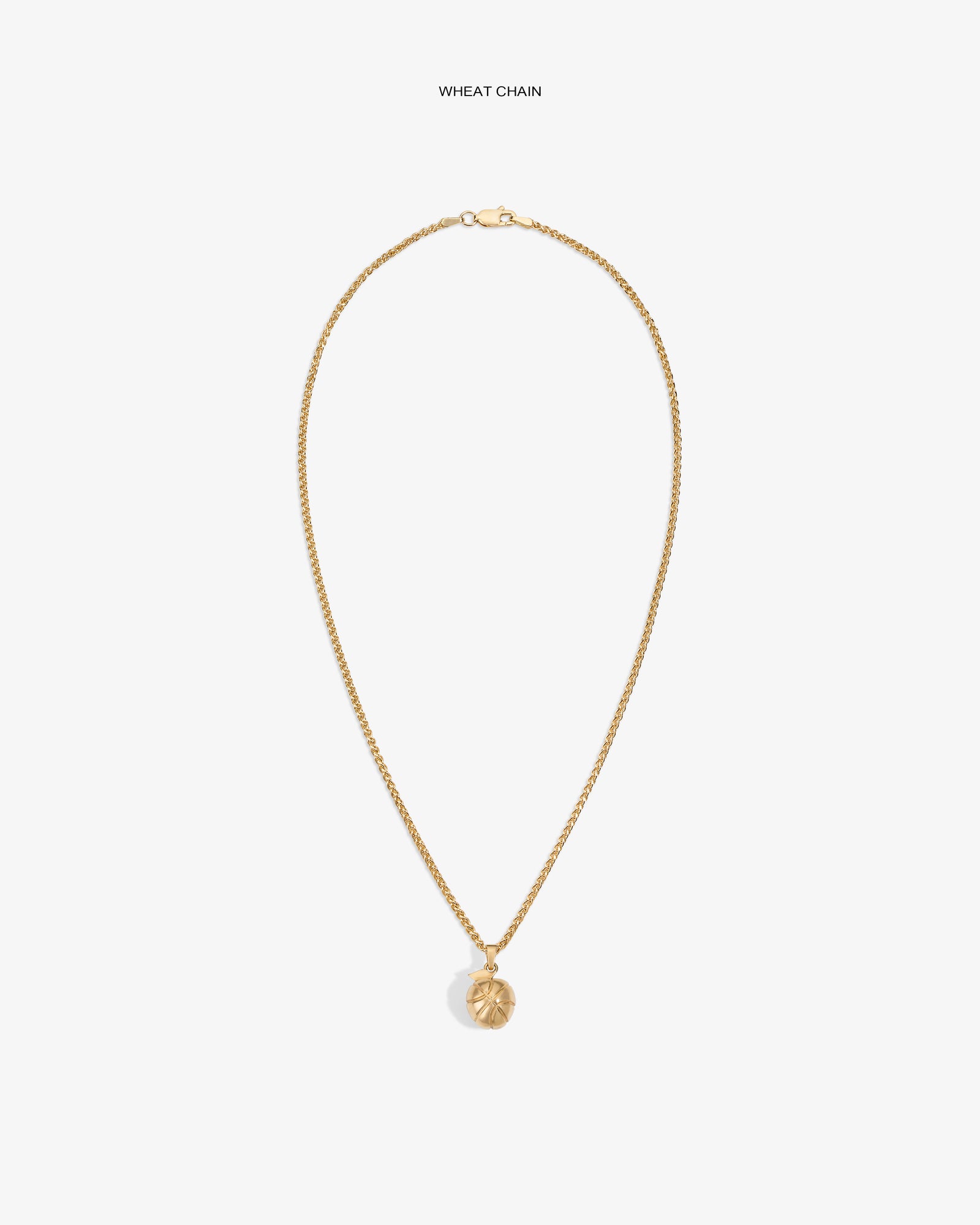 14Kt Sonny Apple Pendant on gold wheat chain, shown against a plain white background.