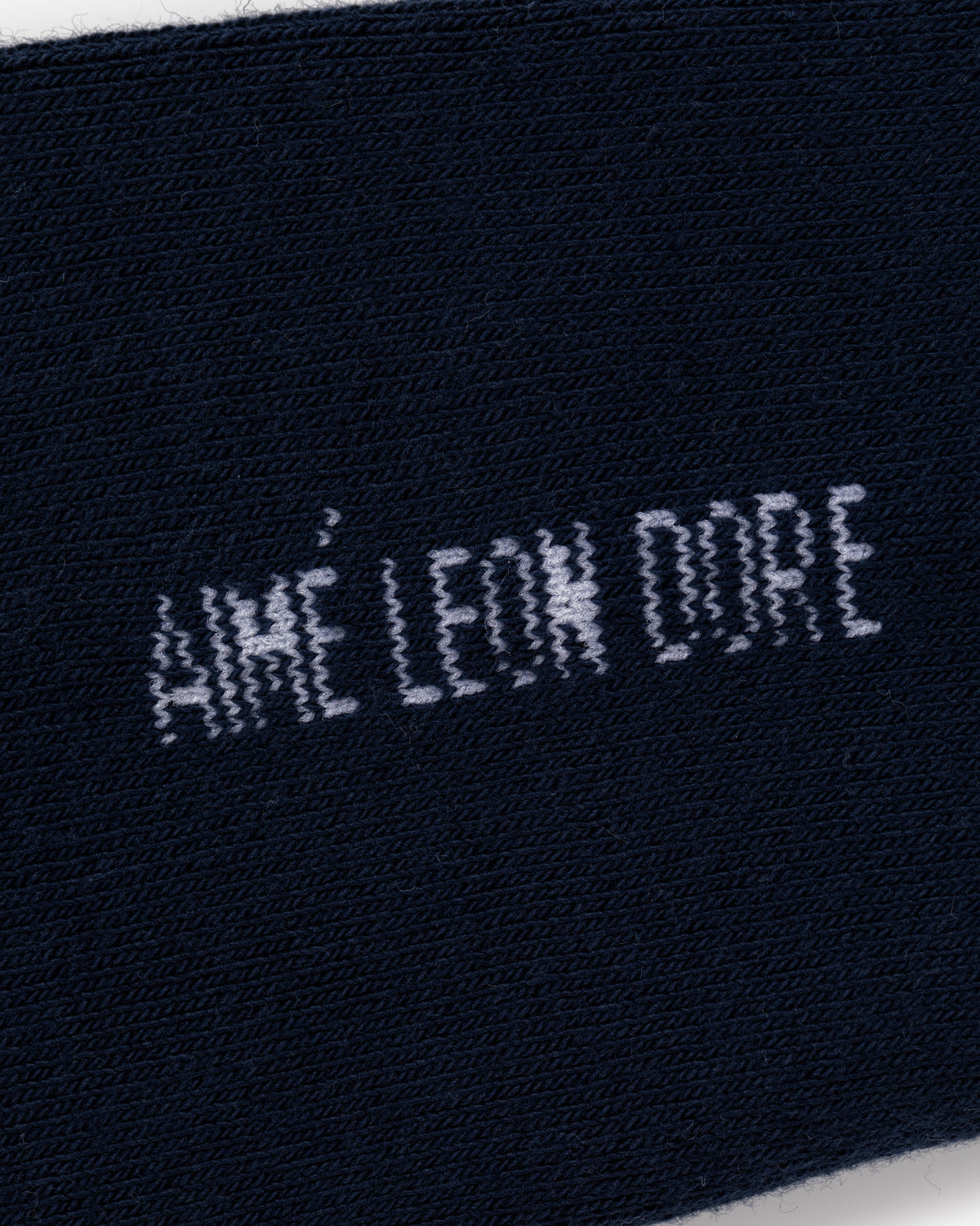 Navy Crew Sock 3-Pack with white AIMÉ LEON DORE text in a slightly distorted embroidered font.