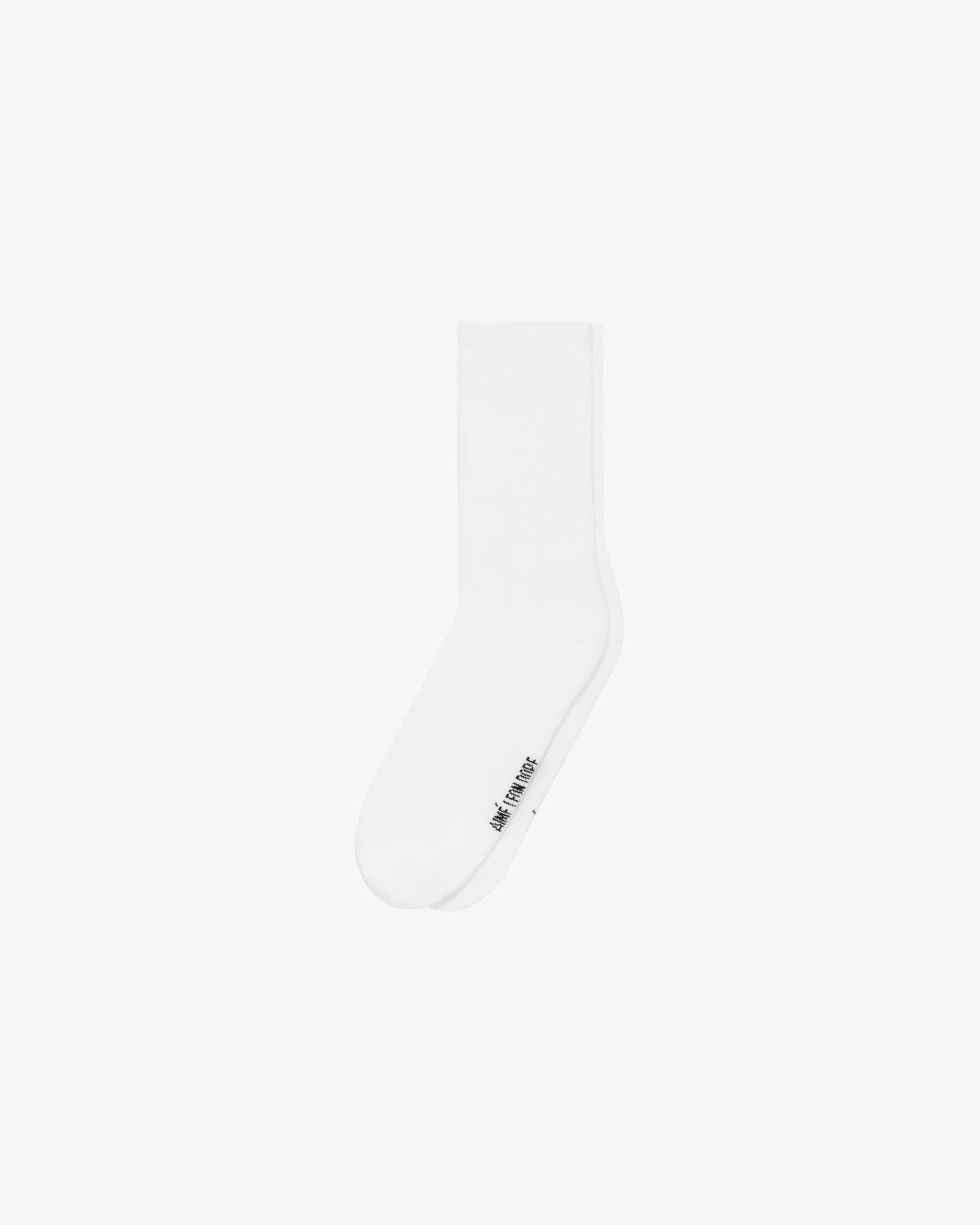 A 3-pack of white crew socks featuring small black text near the toe, shown on a plain white background.