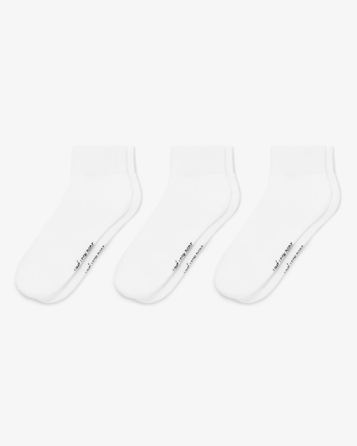 Ankle Sock 3-Pack: three pairs of plain white ankle socks displayed side by side on a white background.