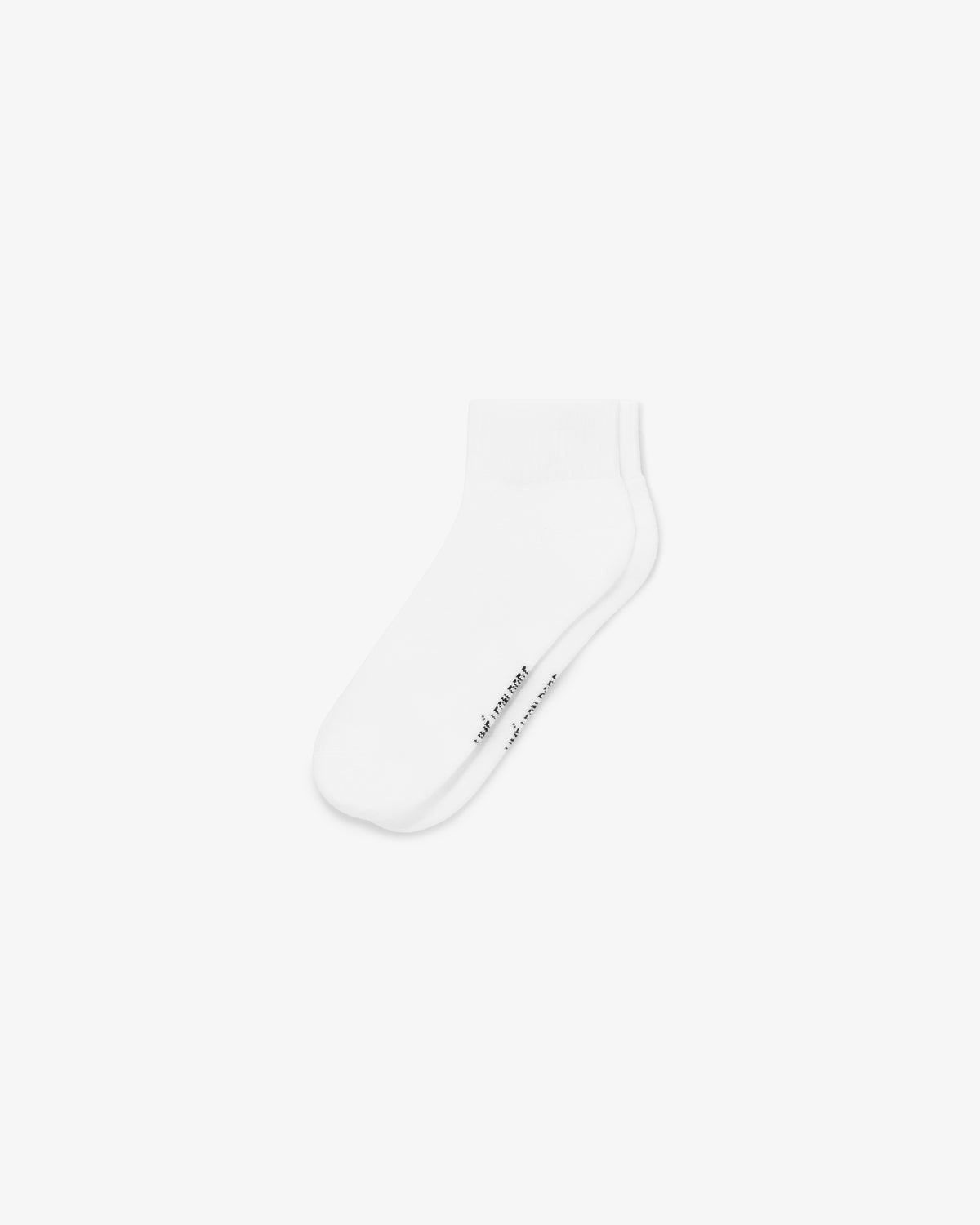A 3-pack of plain white ankle socks with small black text near the toes, shown on a white background.