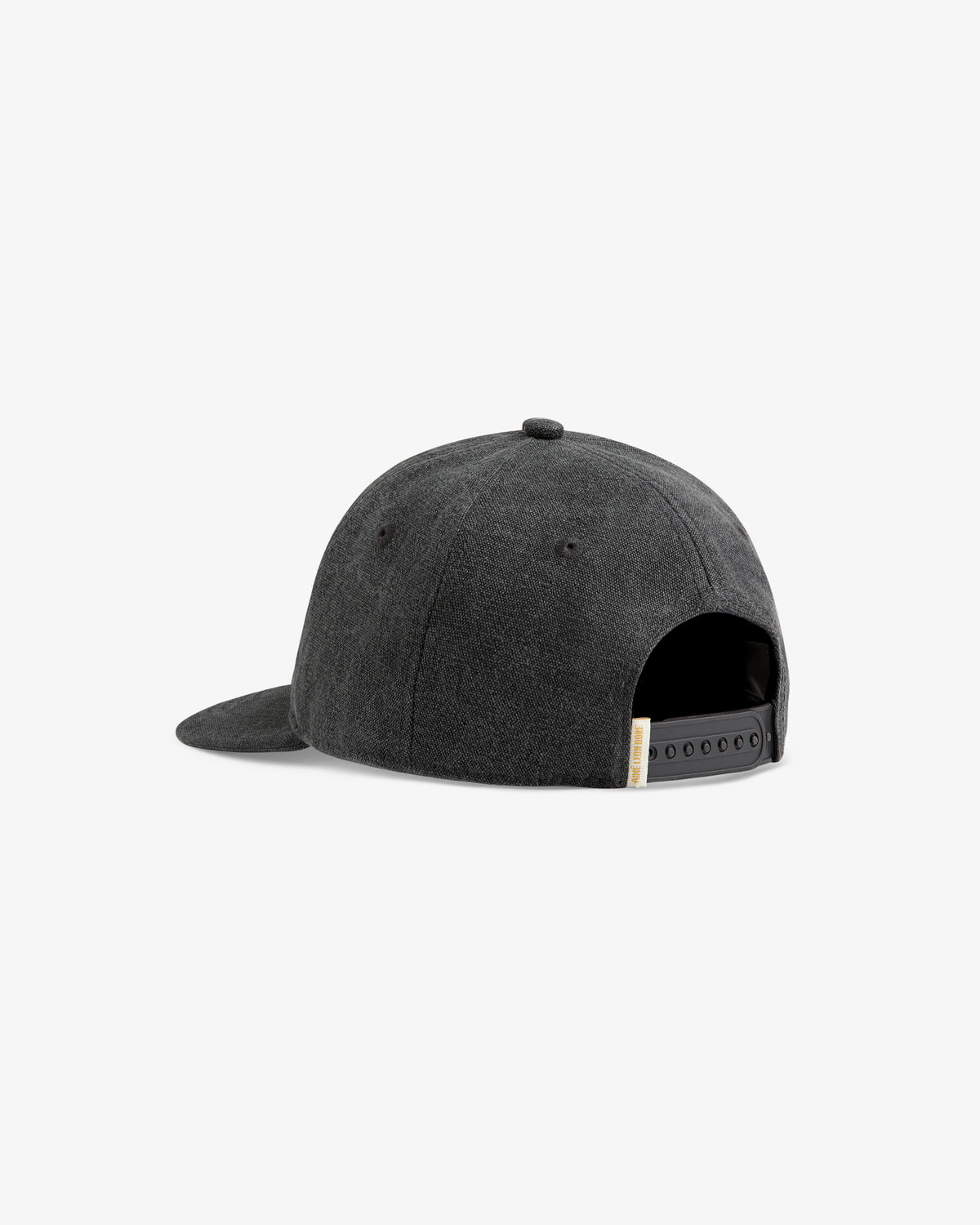 The Micro Logo Hat in black, shown from the back, features an adjustable snapback closure.