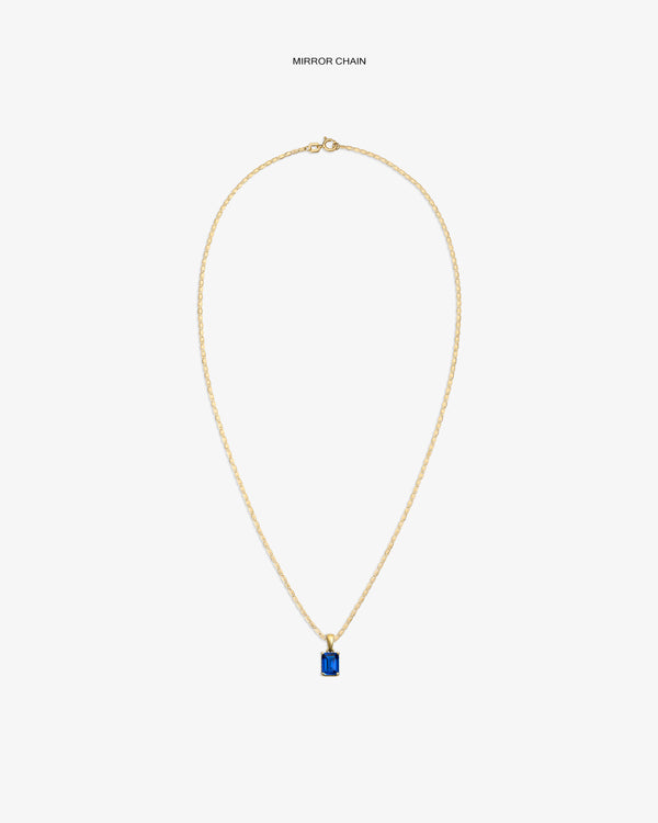 14Kt Gold Gemstone Pendant with blue rectangular stone, shown on a plain white background.