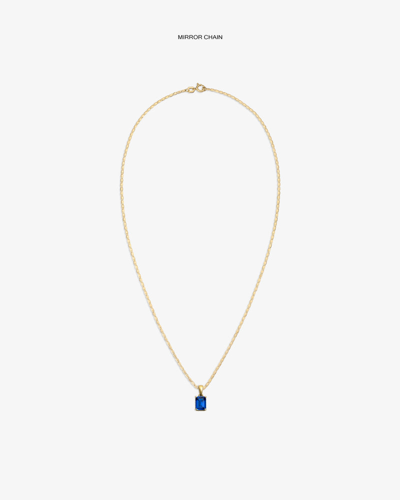 14Kt Gold Gemstone Pendant with blue rectangular stone, shown on a plain white background.