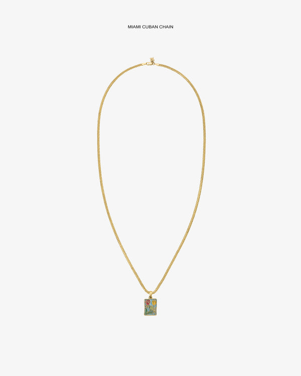 14Kt Gold Stained Glass Crest Pendant