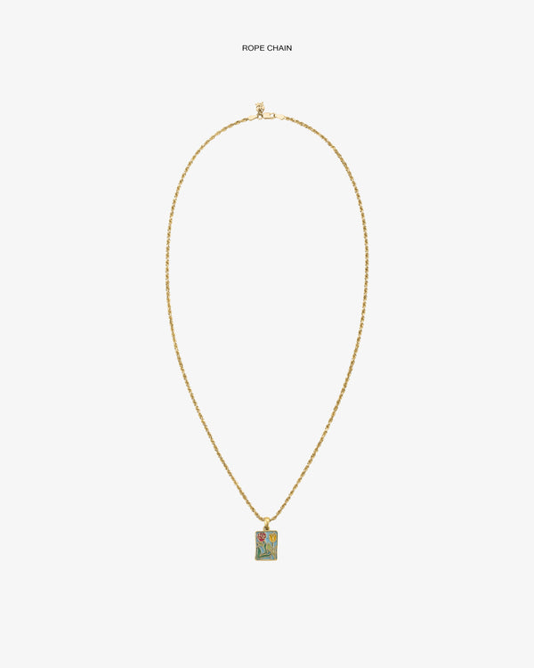 14Kt Gold Stained Glass Crest Pendant