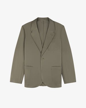 Single-Breasted Washed Twill Suit Jacket