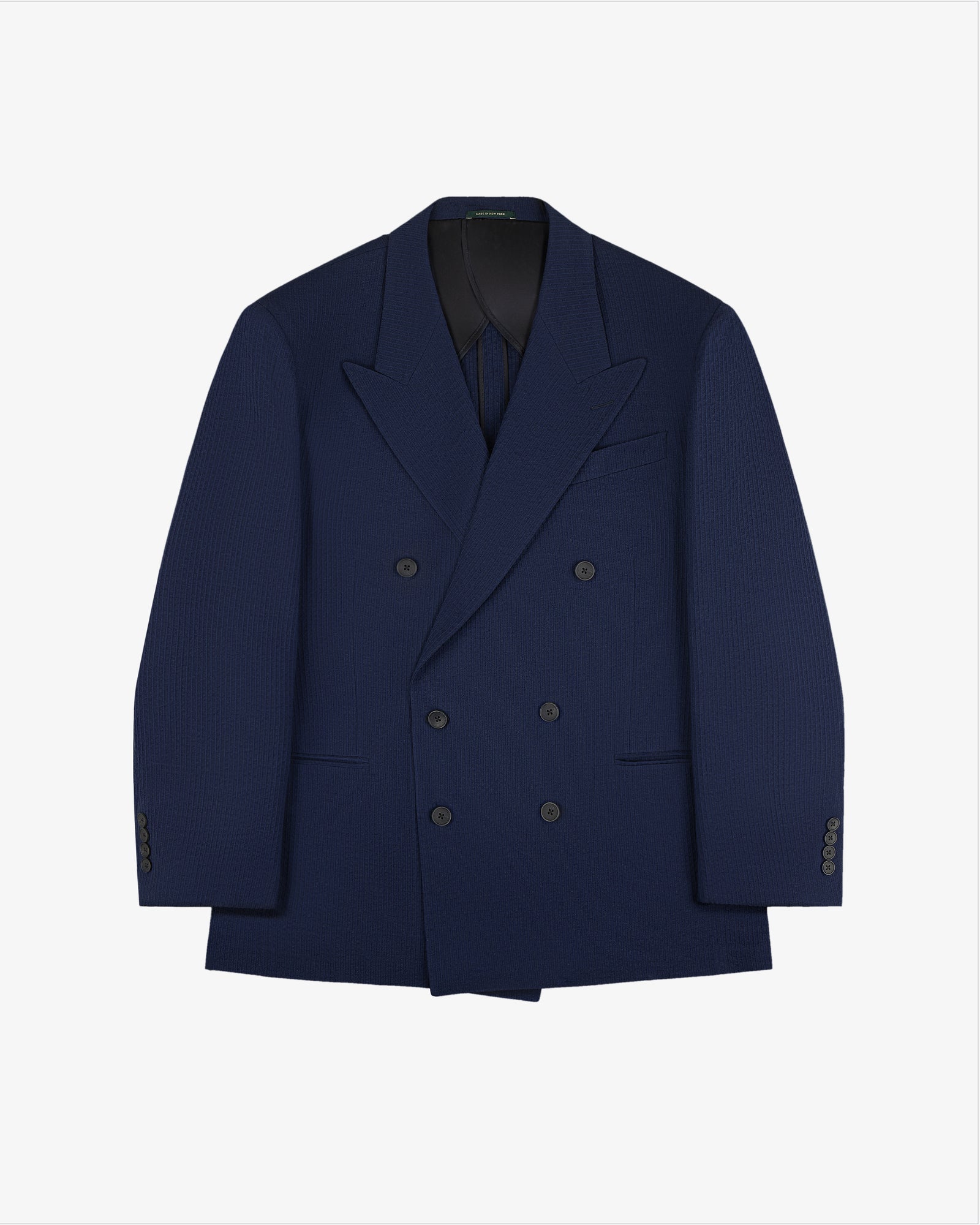 Double-Breasted Wool Seersucker Suit Jacket