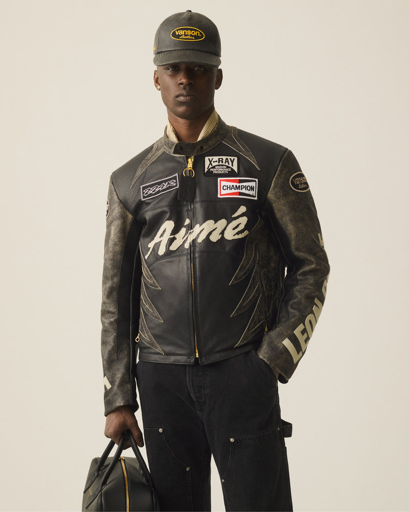 ALD / Vanson Distressed Leather Moto Jacket