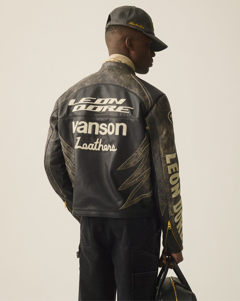 ALD / Vanson Distressed Leather Moto Jacket