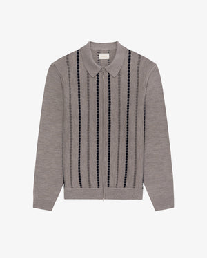 Jacquard Stripe Polo Cardigan