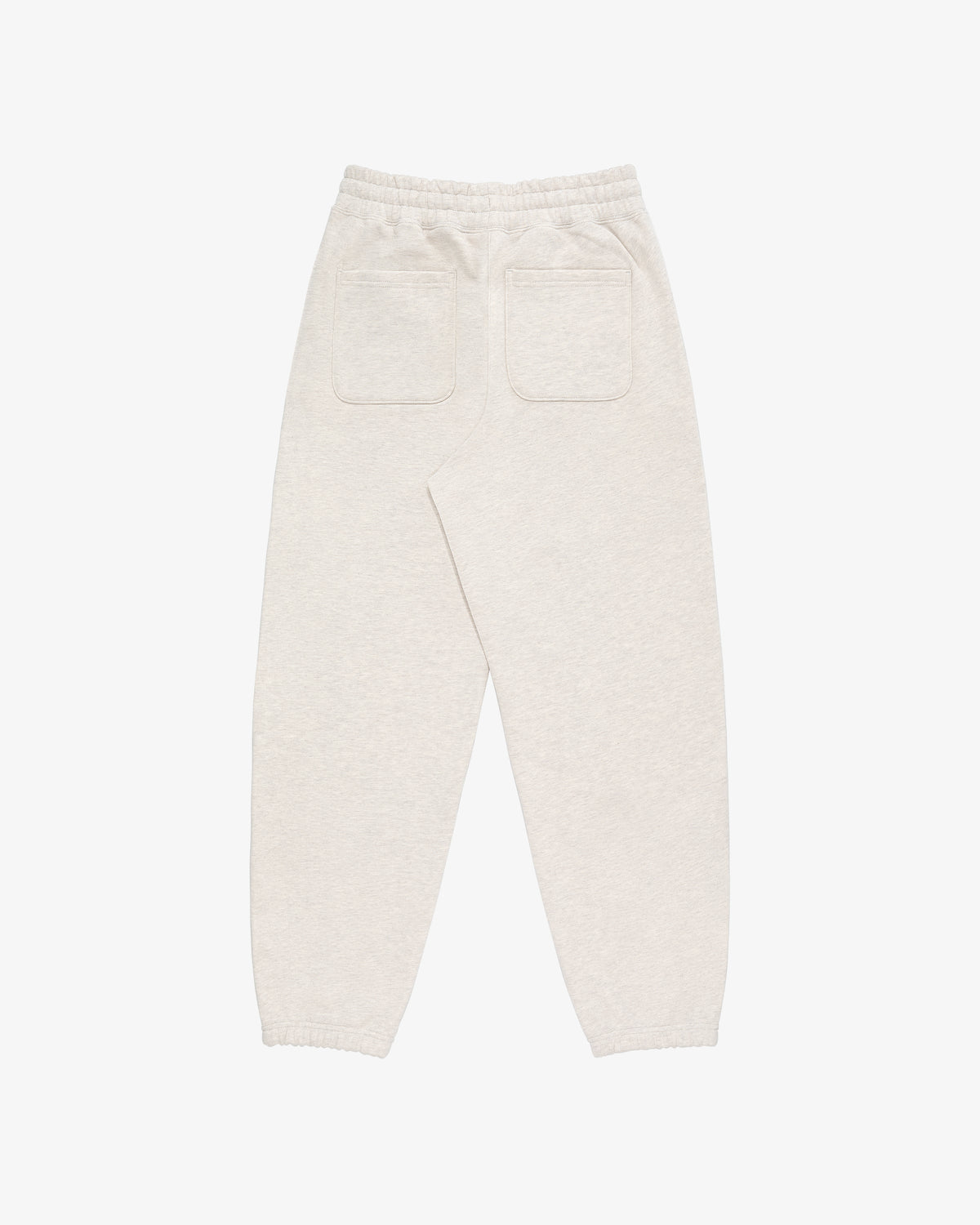 Tonal Logo Sweatpants in beige with two back pockets, elastic waistband and cuffs, shown on a white background.