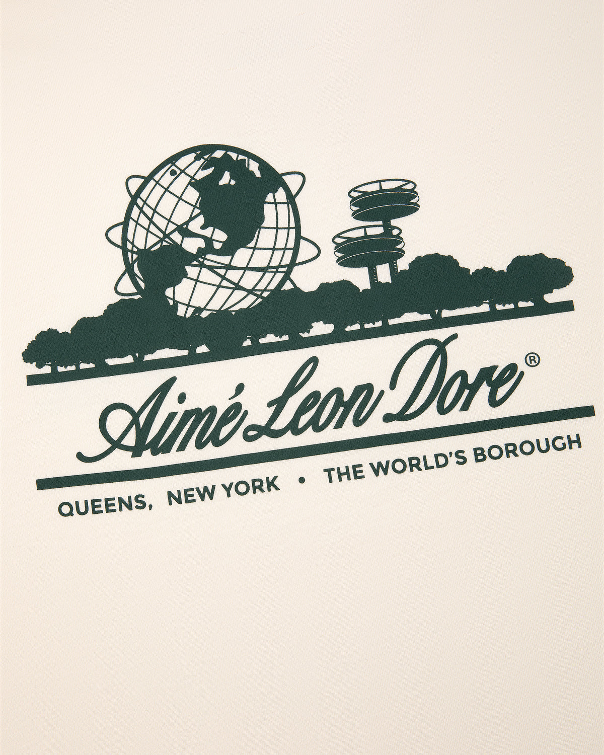 Long-Sleeve Unisphere Tee featuring the Unisphere, NY Pavilion, Aimé Leon Dore, and Queens, New York graphics.