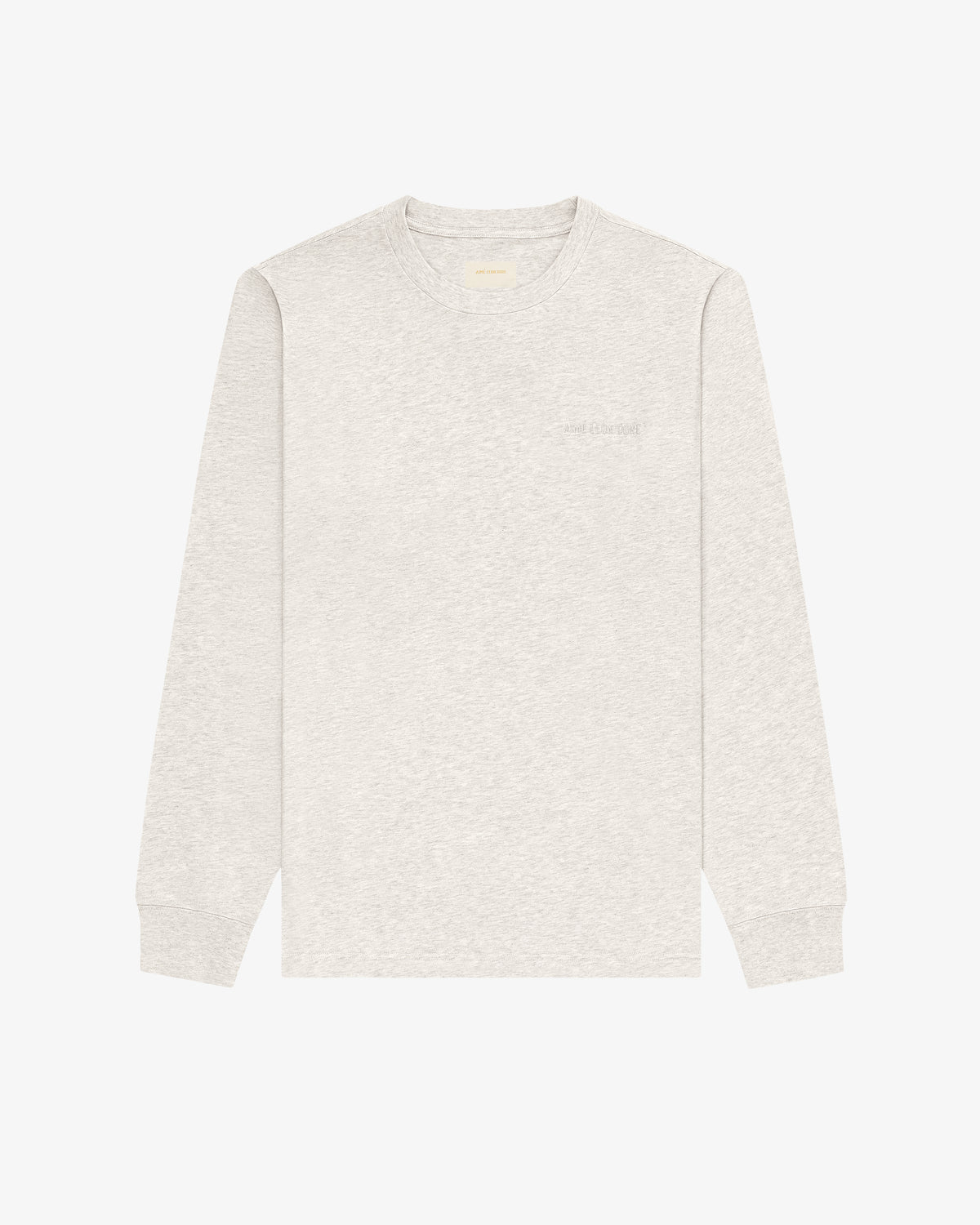 Light gray Long-Sleeve Tonal Logo Tee with crewneck, laid flat on a white background.