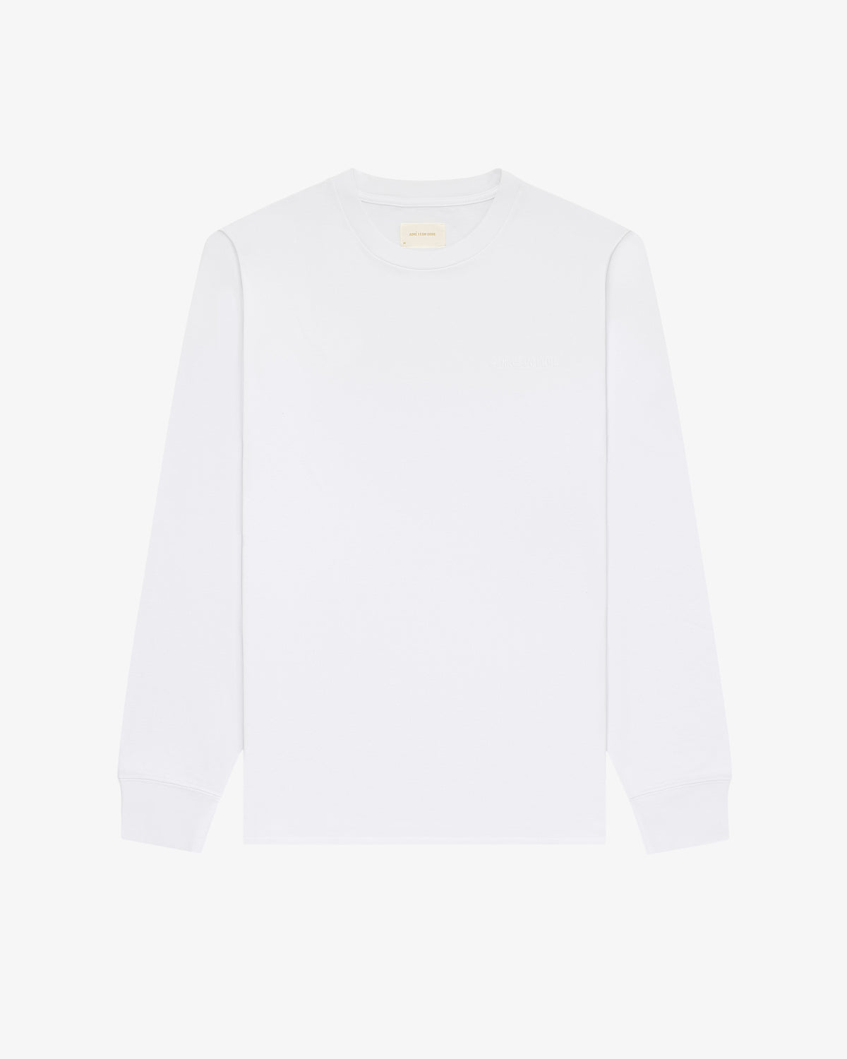 Long-Sleeve Tonal Logo Tee with crewneck, displayed on a white background.