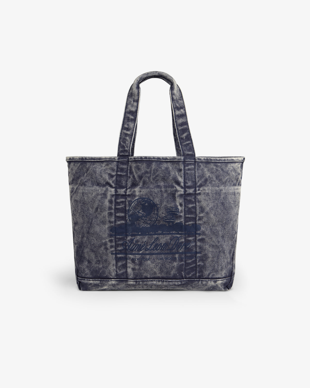 Sun Faded Large Unisphere Tote Bag with two handles and front graphic, shown on a white background.
