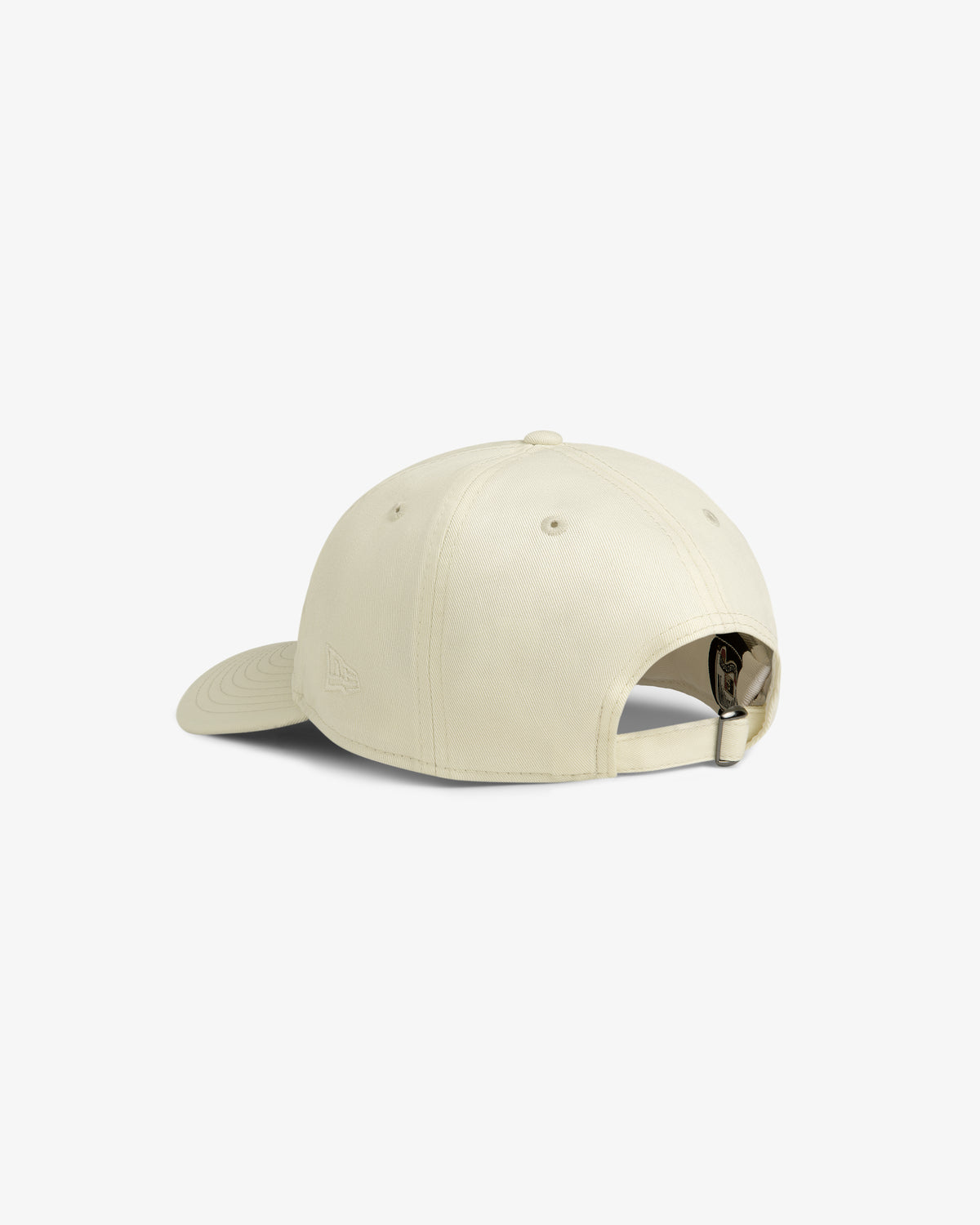 ALD / New Era Yankees Retro Fit Hat in beige, shown from the back with adjustable strap and metal buckle.