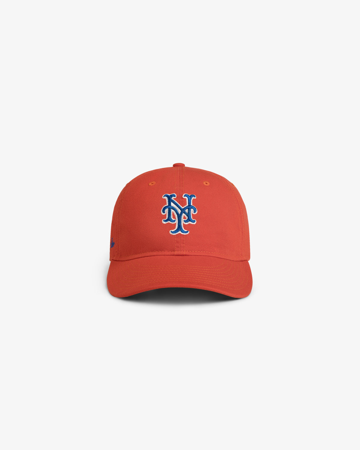 The ALD / New Era Mets Retro Fit Hat is a bright orange cap with the NY Mets logo in blue and white on front.