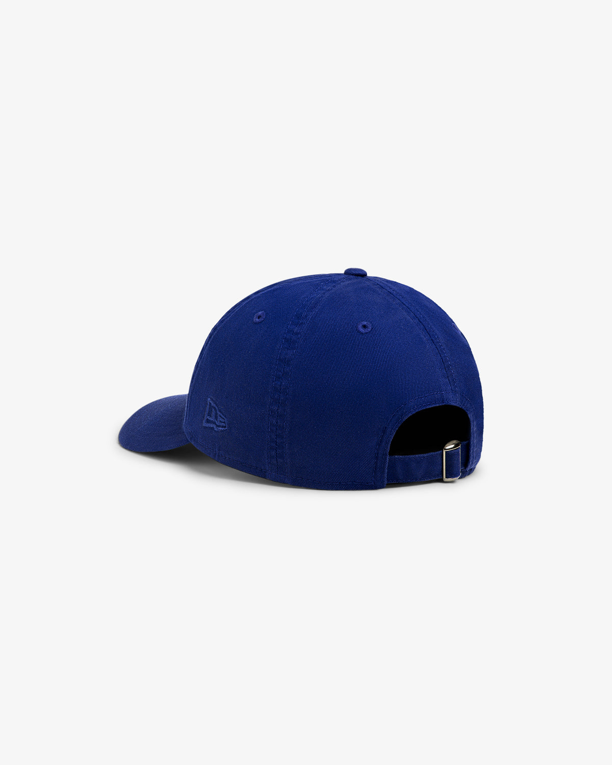 The ALD / New Era Dodgers Retro Fit Hat is blue, shown from the back with an adjustable strap and metal buckle.