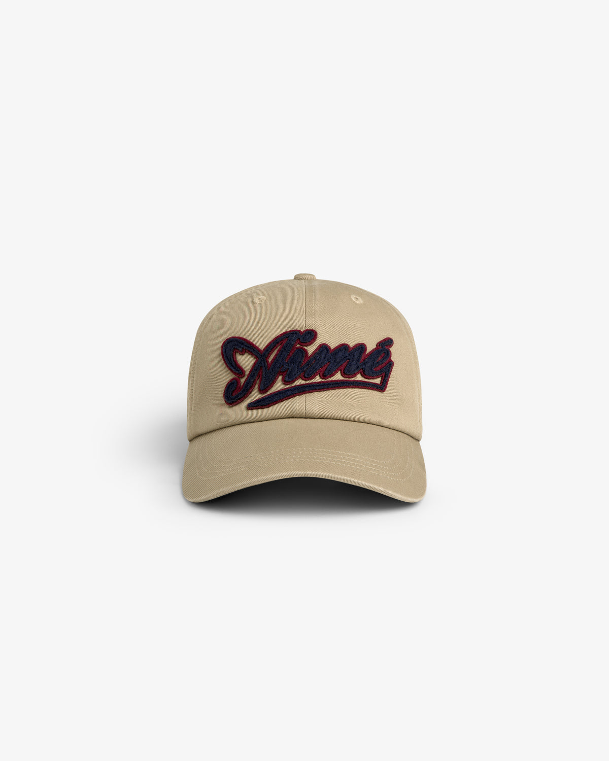 Cycling Logo Hat in beige with “Aime” boldly embroidered on the front, displayed against a white background.