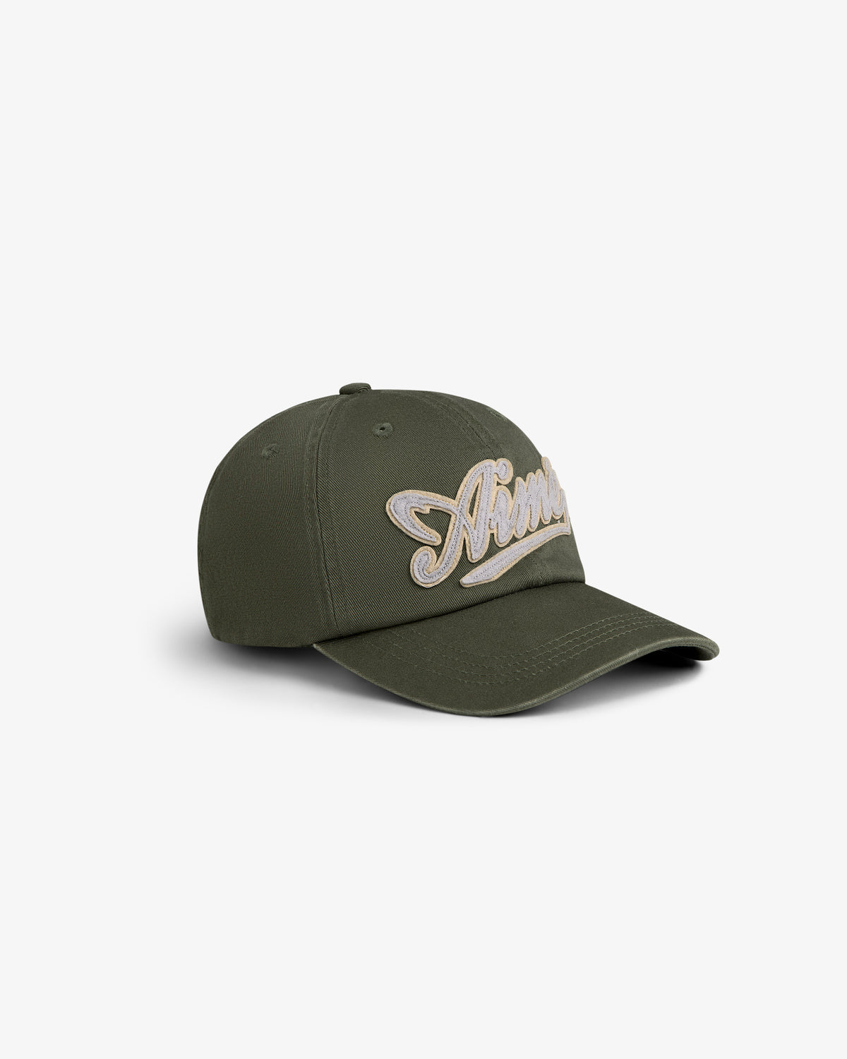 Cycling Logo Hat in olive green with curved brim and embroidered script logo, shown on a white background.