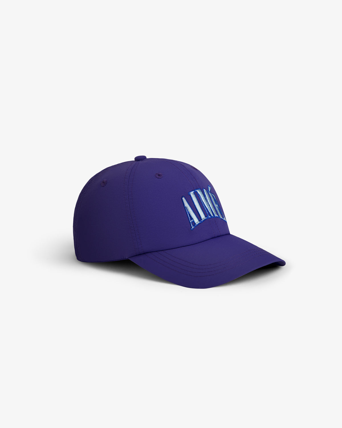 A Nylon Crusher Hat in purple with "AIME" embroidered in light blue, shown on a white background.