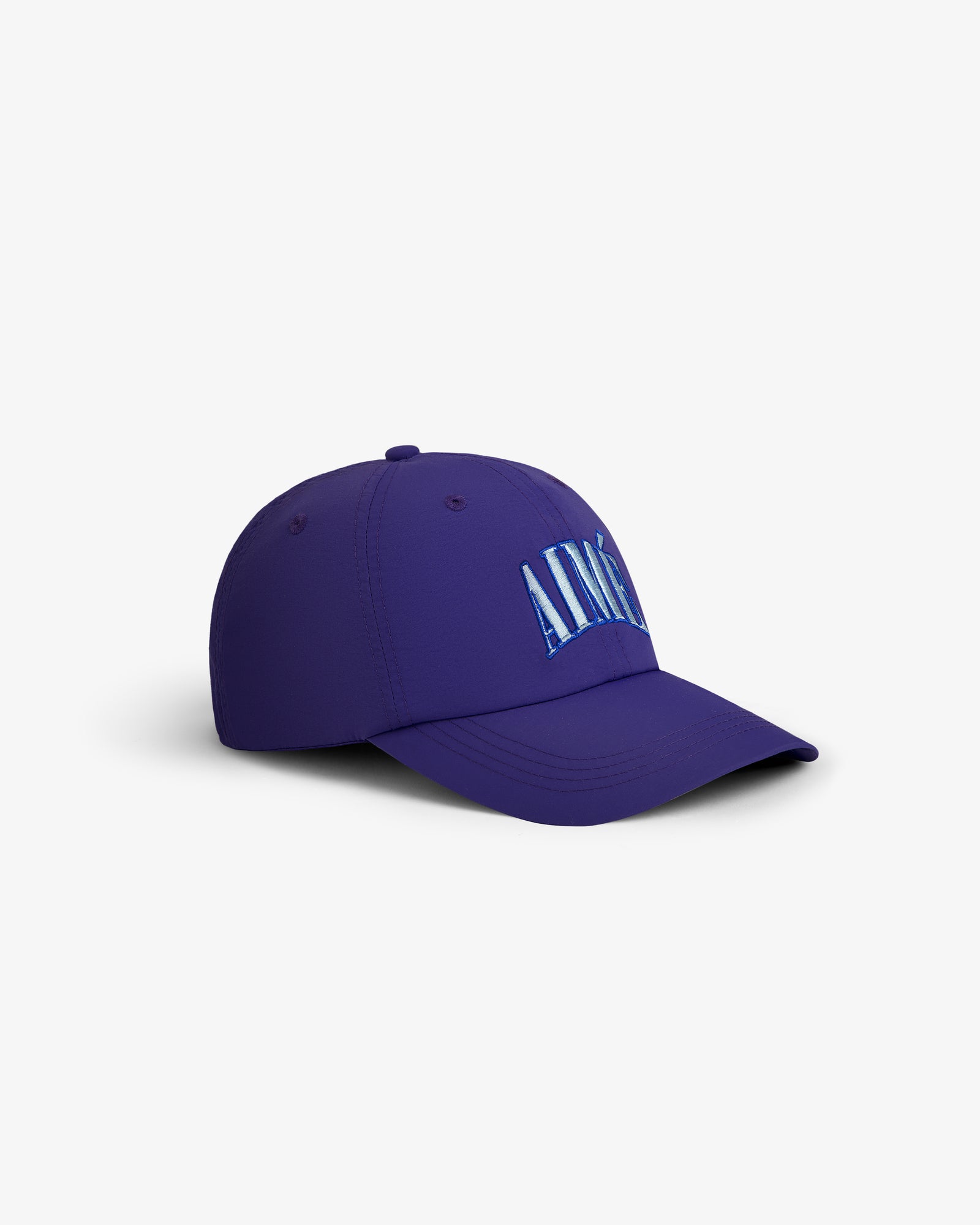 A Nylon Crusher Hat in purple with "AIME" embroidered in light blue, shown on a white background.