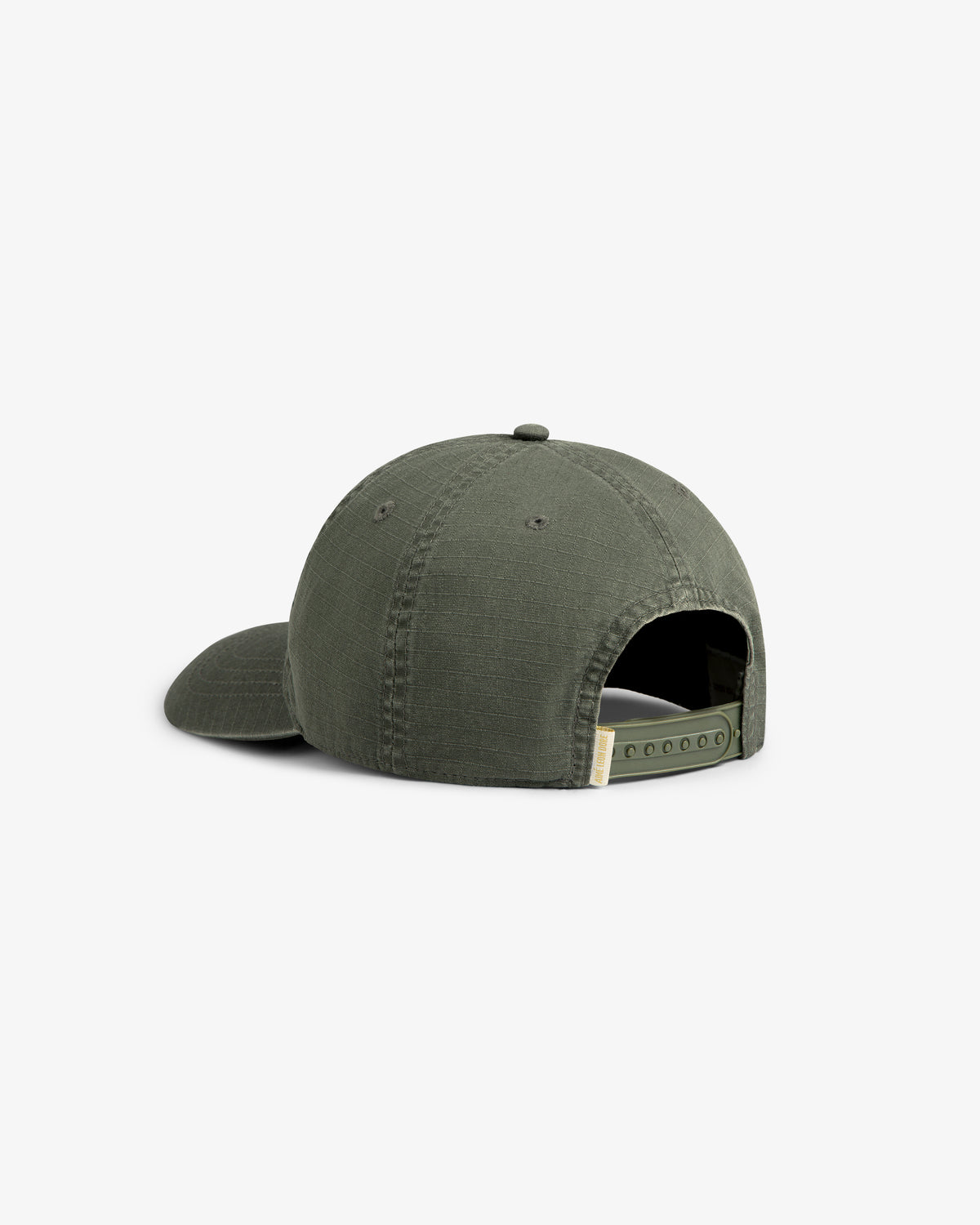 Back view of the Sun Faded Unisphere Hat in olive green, featuring visible stitching and an adjustable snapback closure.