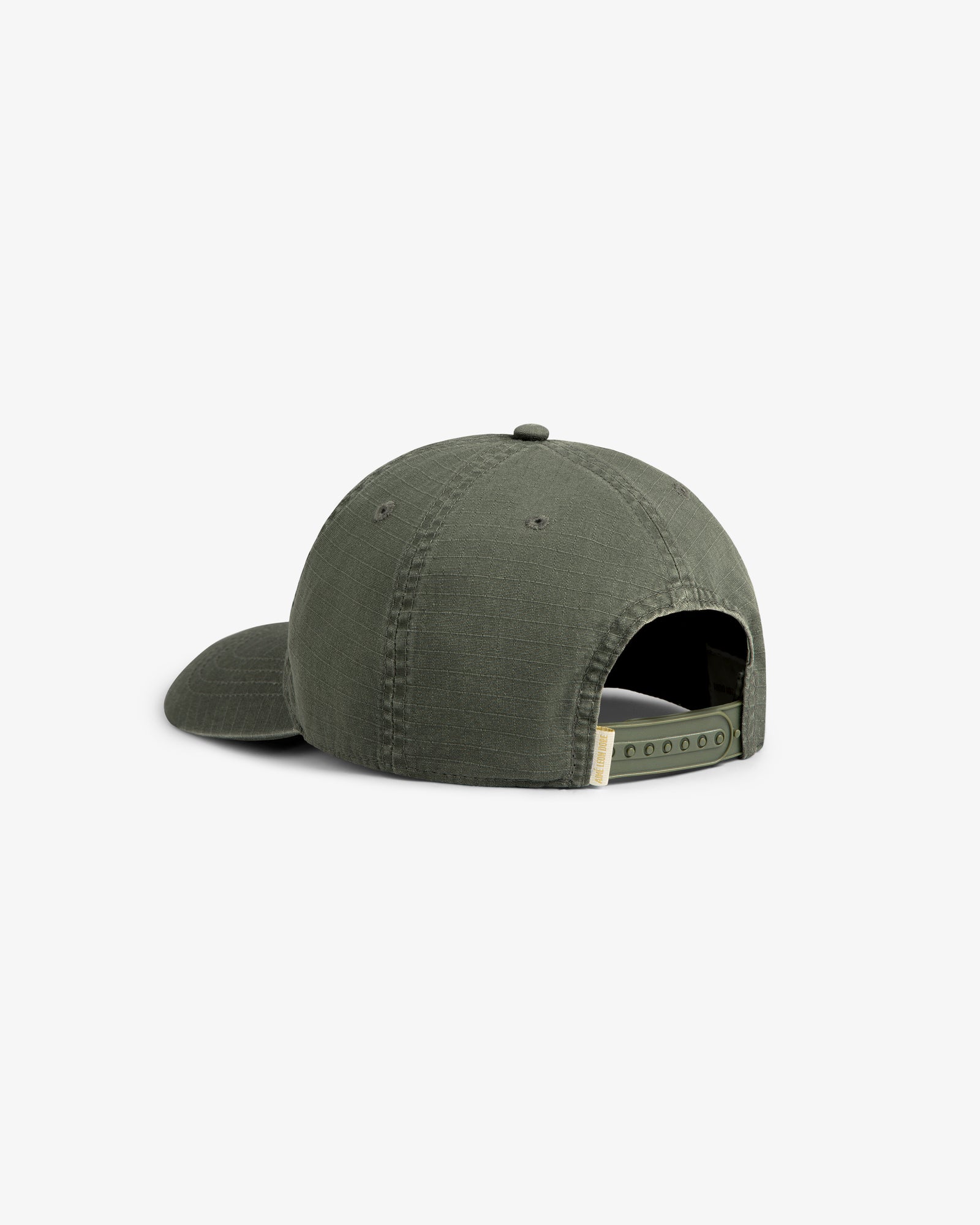 Back view of the Sun Faded Unisphere Hat in olive green, featuring visible stitching and an adjustable snapback closure.