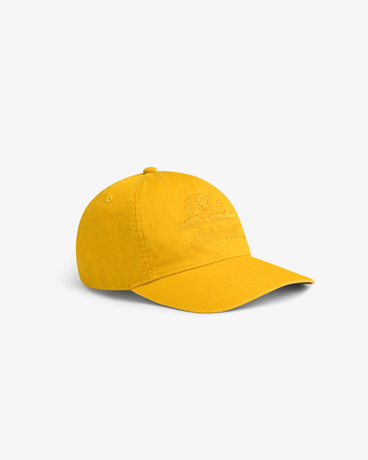 Sun Faded Unisphere Hat in bright yellow with a curved brim and embroidered front logo on a white background.