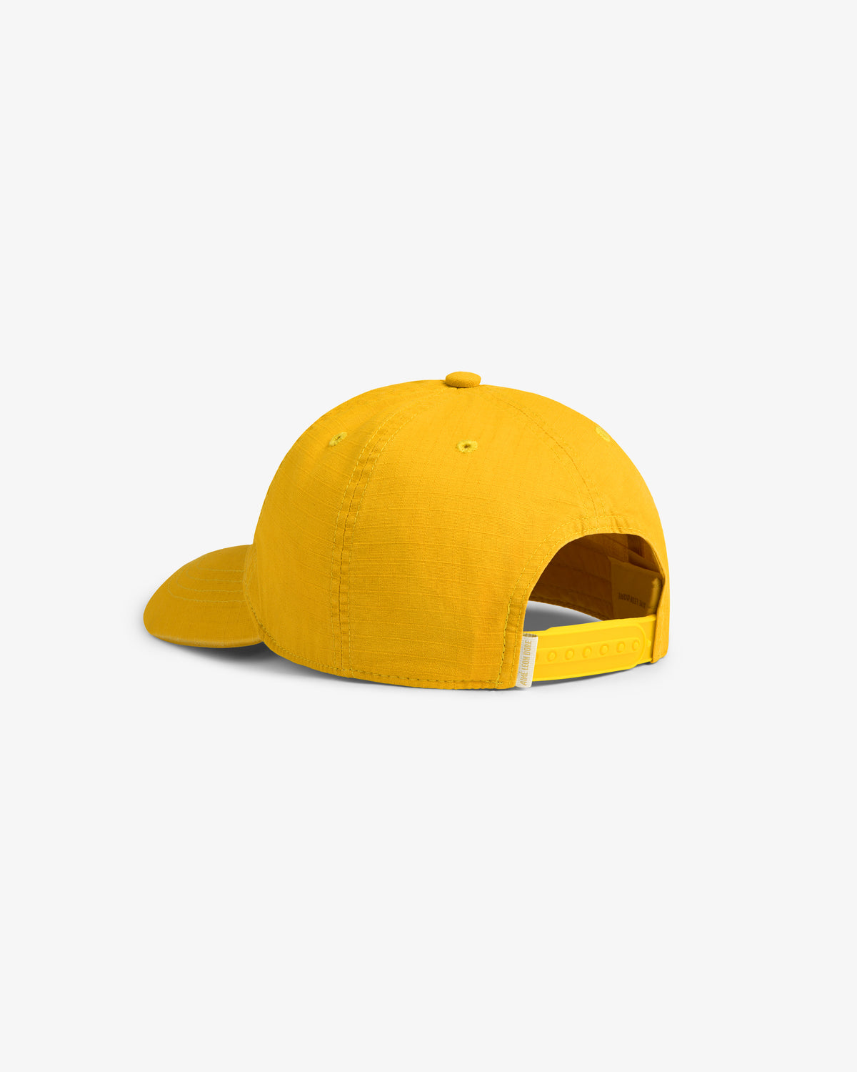 The Sun Faded Unisphere Hat in yellow, with a curved brim and adjustable strap, shown from the back.