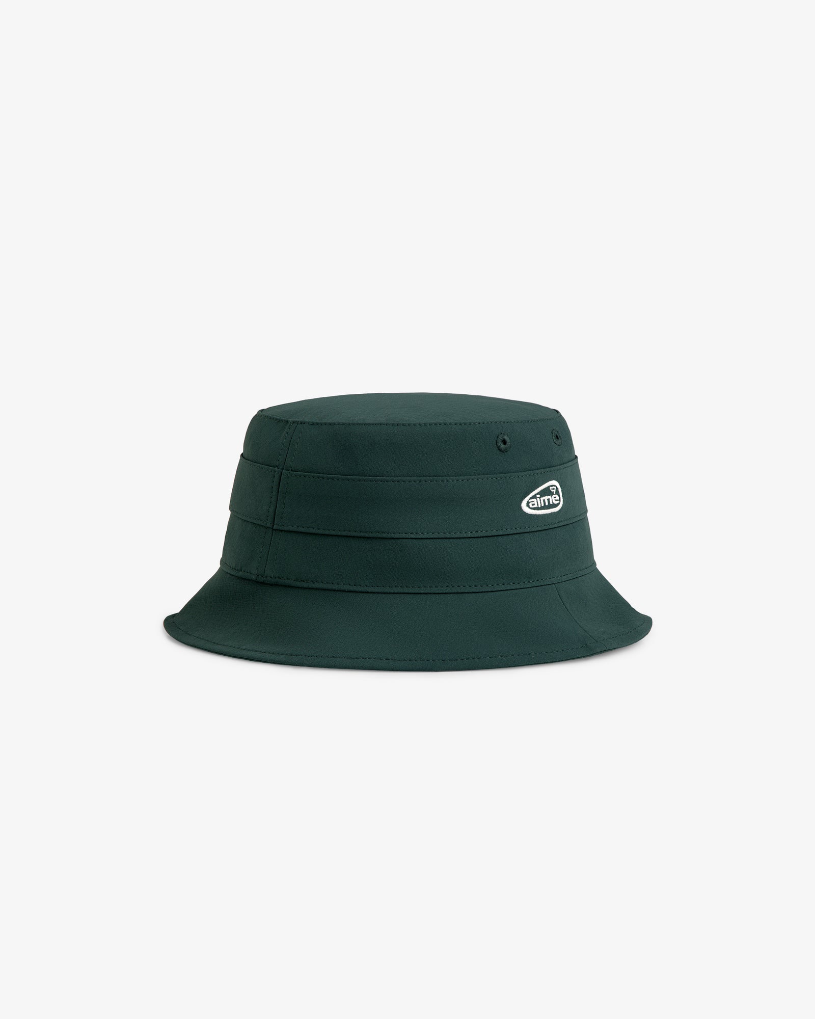 ALD Golf Bucket Hat in dark green with small oval logo patch, shown on a plain white background.