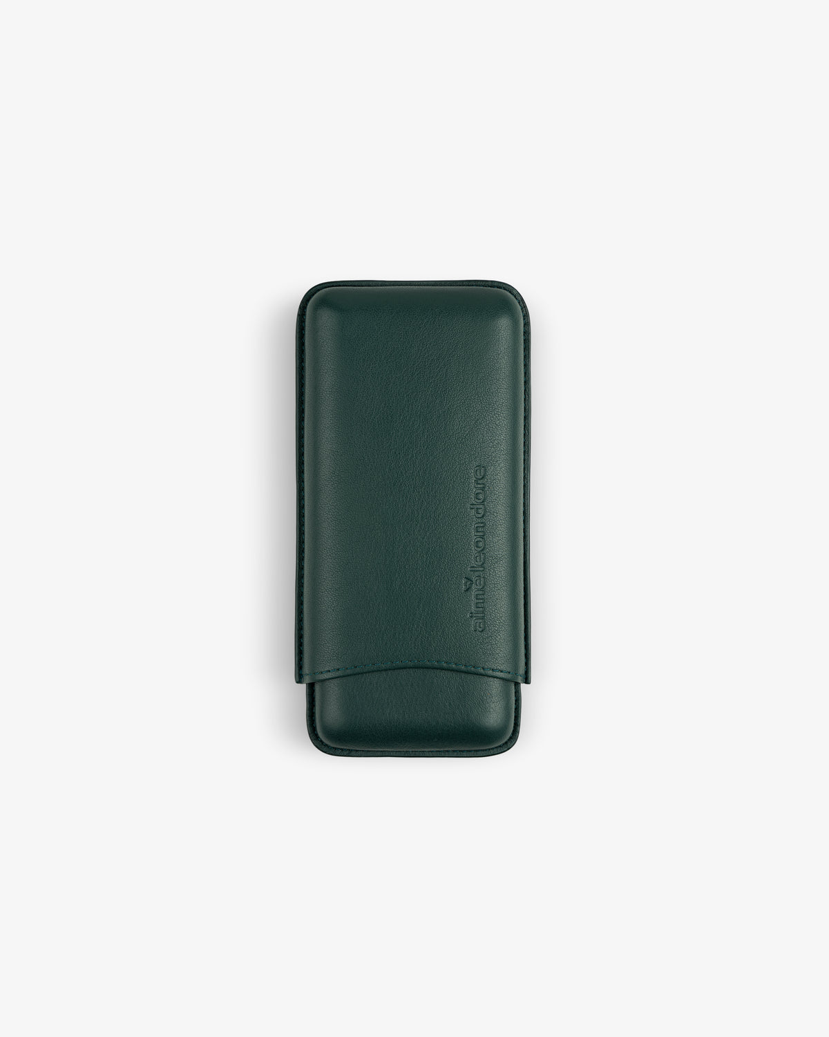 ALD Golf Leather Cigar Case in dark green leather with flap closure, shown on a plain white background.