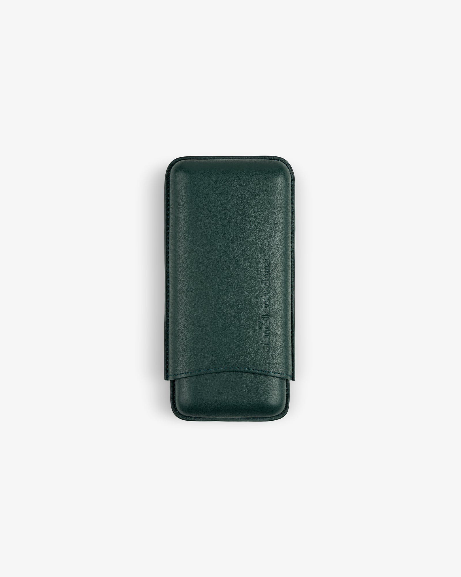 ALD Golf Leather Cigar Case in dark green leather with flap closure, shown on a plain white background.