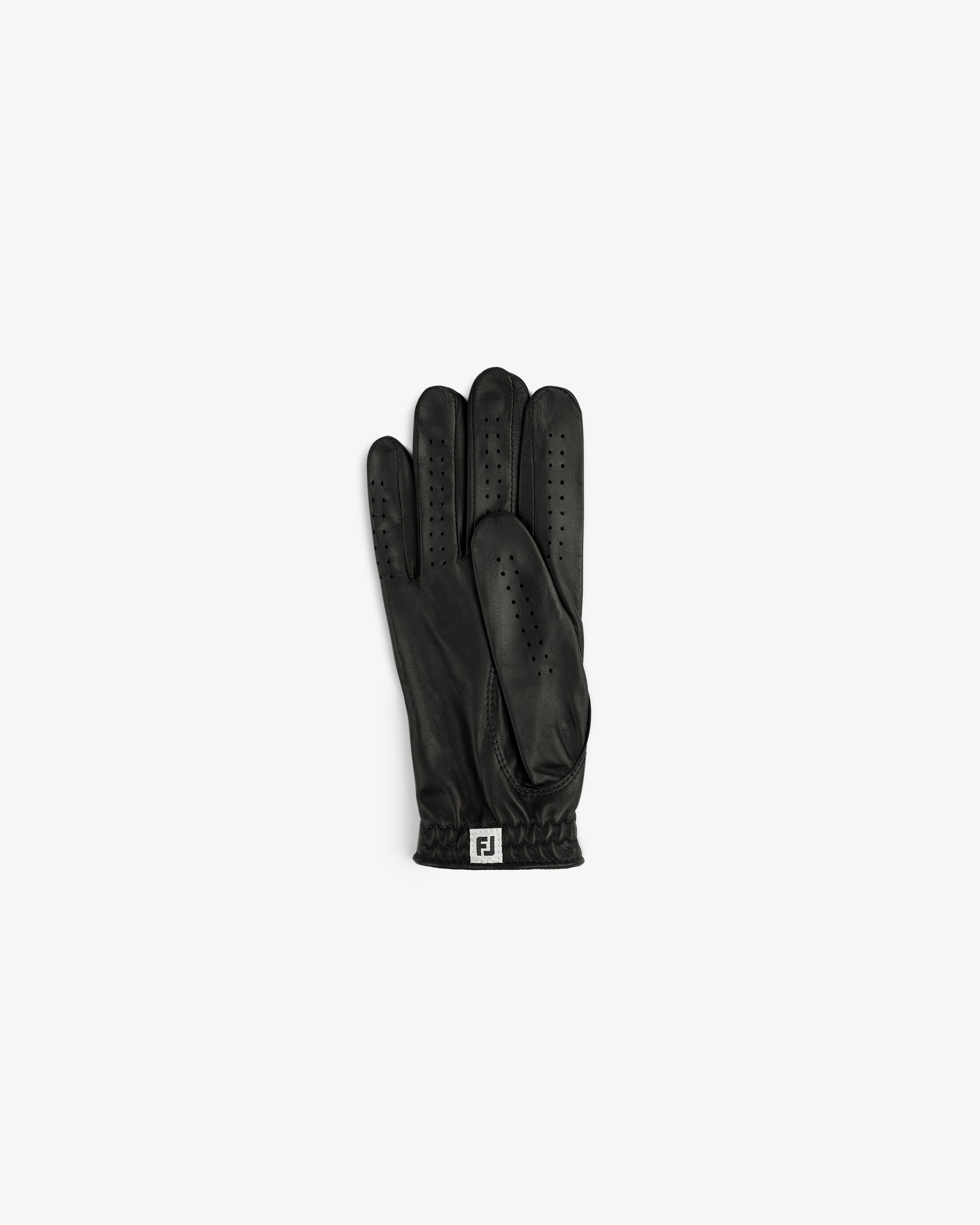 The ALD / FootJoy StaSof Heritage Glove (Right) in black leather is displayed flat on a white background.