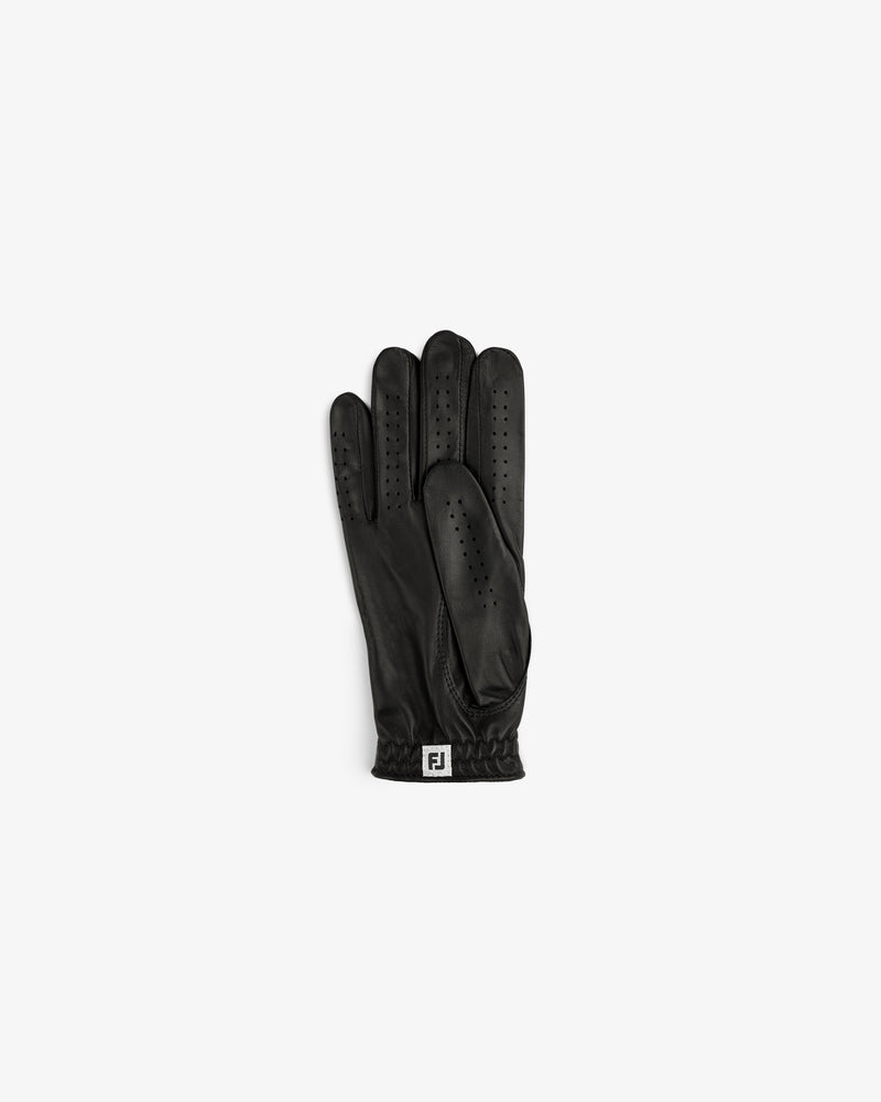 The ALD / FootJoy StaSof Heritage Glove (Right) in black leather is displayed flat on a white background.